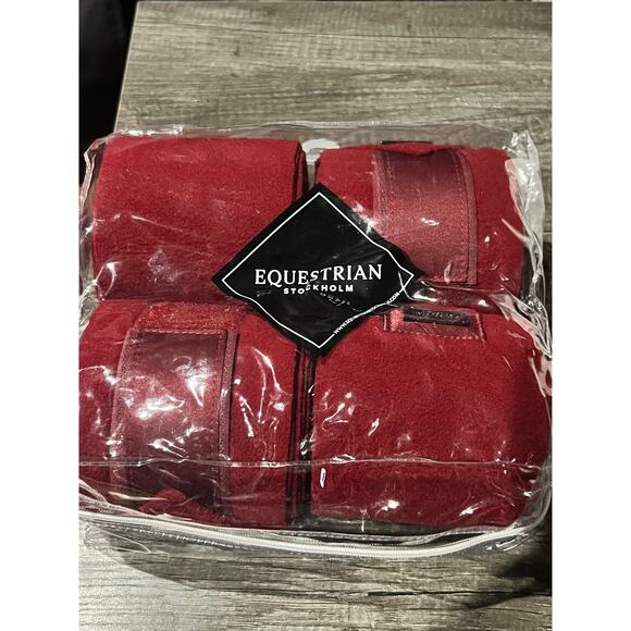 Equestrian Stockholm Polo Wraps Bordeaux Set of 4 NWT - Picture 2 of 5